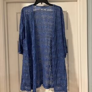 UGG Australia Wrap Kimono Women Small Lizabeth Sheer Lace Robe Cover Up Blue NWT